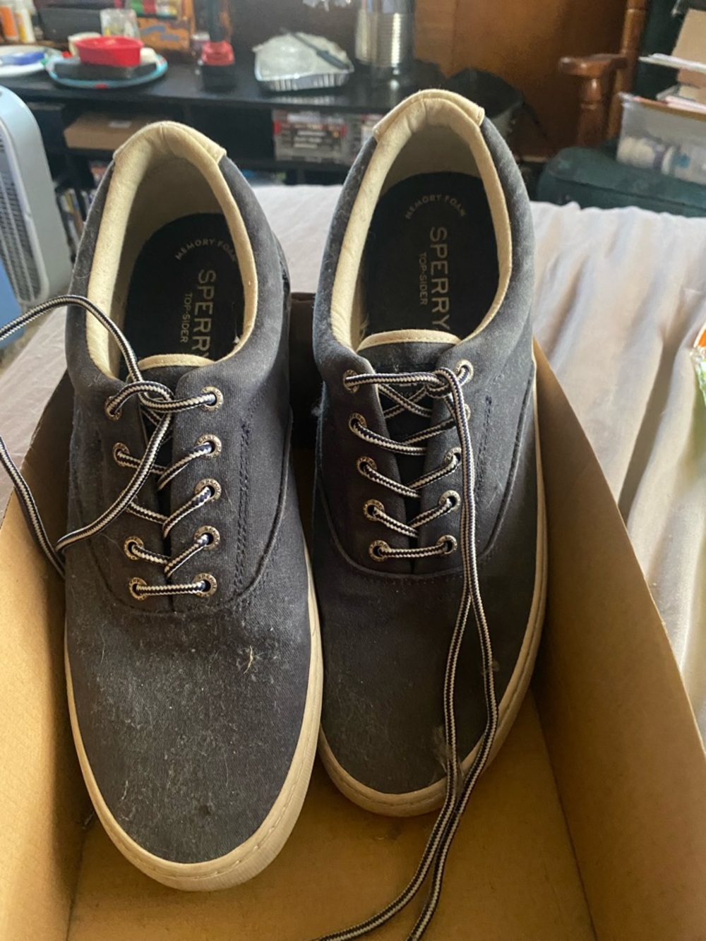 Sperry Men's Charcoal Canvas Slip-On Style‎ Boat Shoes
